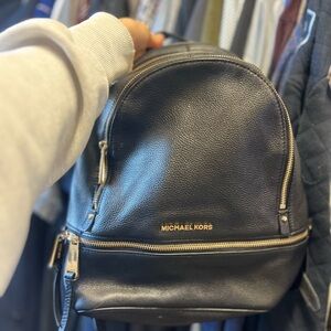 Michael Kors Black Leather Backpack